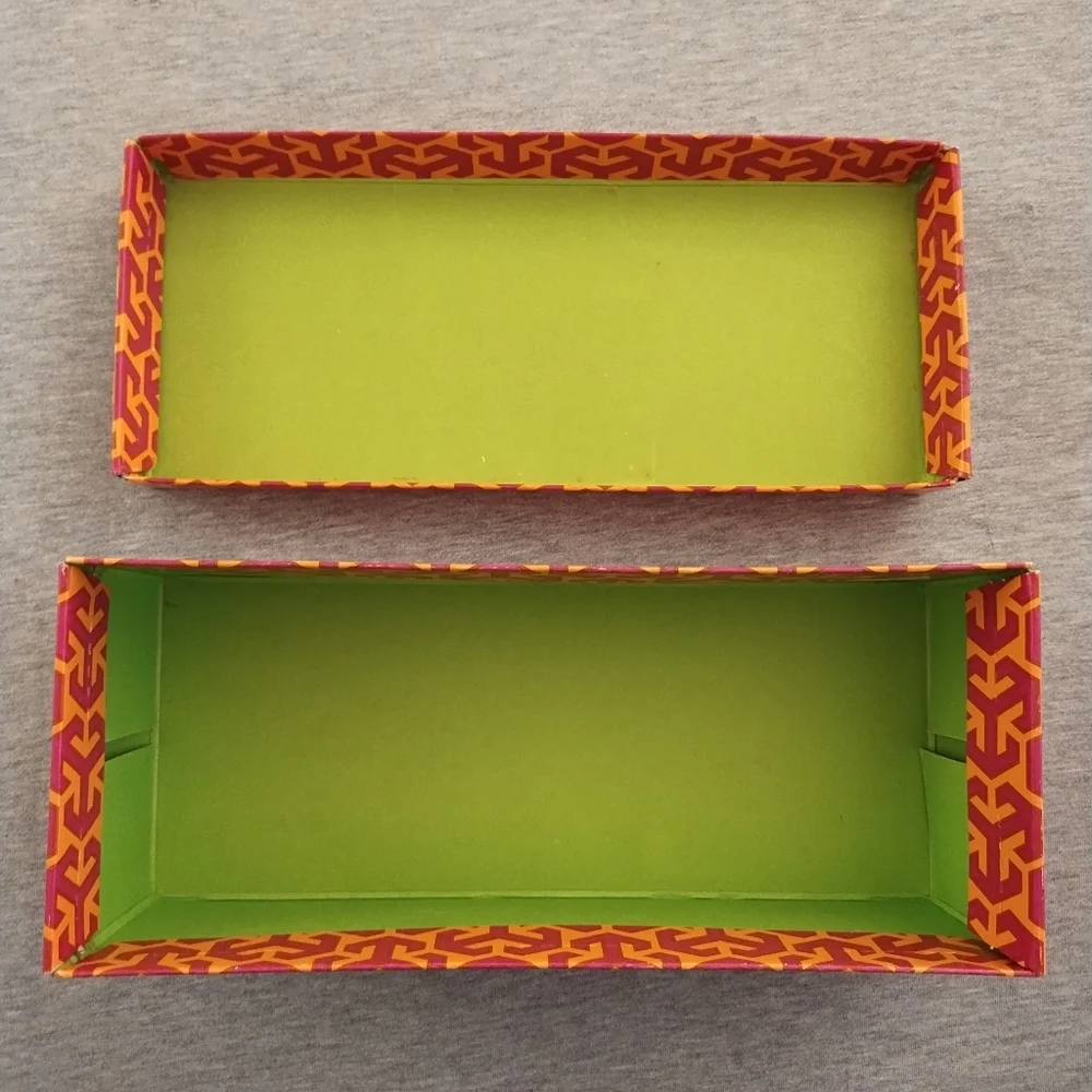 Two Tory Burch Shoe Boxes With Bold Geometric Designs - Empty
